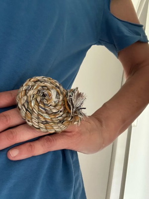 90s Handmade Adjustable Statement Ring with Woven Threads Boho Style