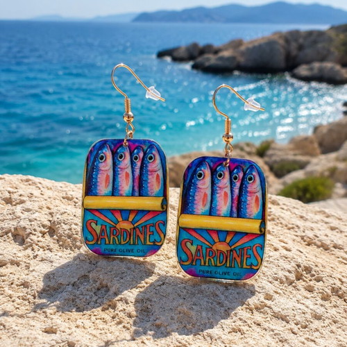 Sardines Earrings new, blue, handmade jewelry