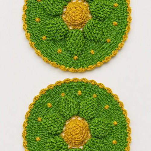 Handmade crochet covers for round chair cushions set of 2, like new