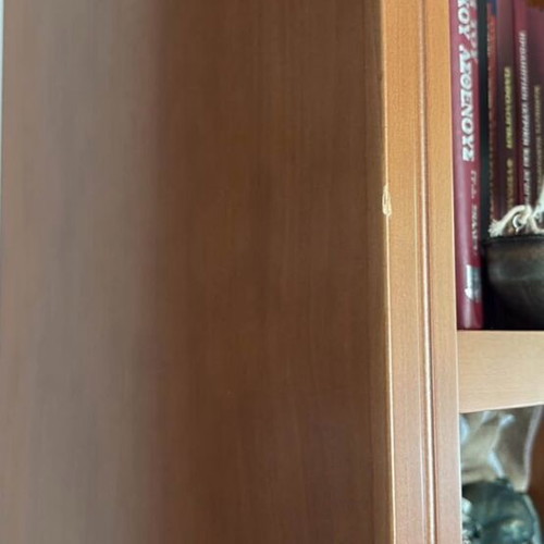 Solid beech wood bookcase with shelves and cabinets