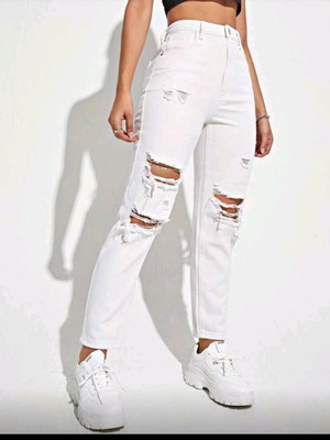 Mid-rise jeans used, white, size M