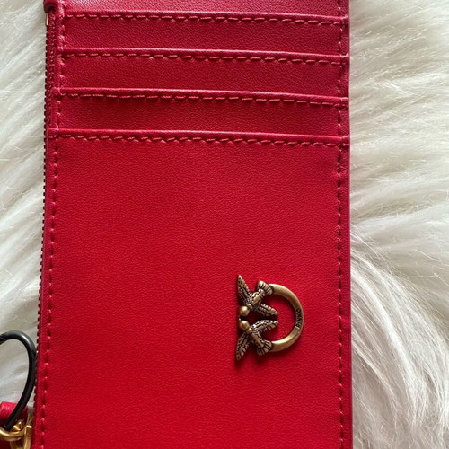 Authentic Pinko leather card holder new, red