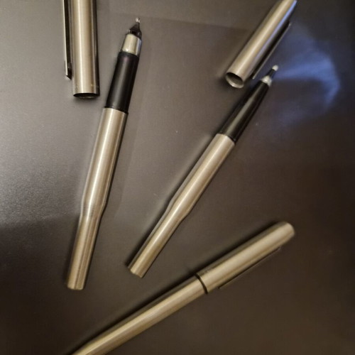 Parker 25 vintage writing set used, 3 pieces stainless steel with case