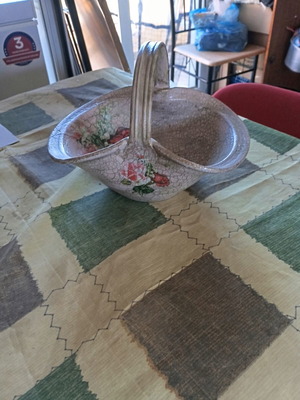 Handmade ceramic basket with crackle technique