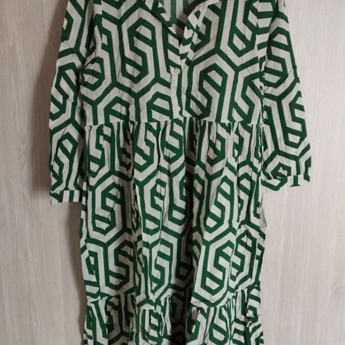 Zara spring dress used, beige and green, size M-L