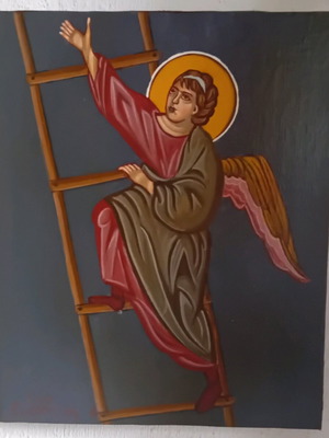 Angel image handmade on canvas glued to wood new