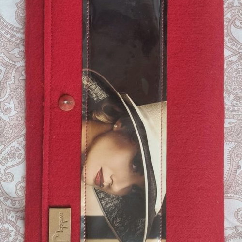 Handmade envelope bag like new, felt with vinyl lining