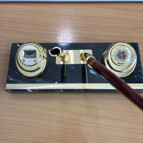Vintage marble Quartz pen holder with two pens