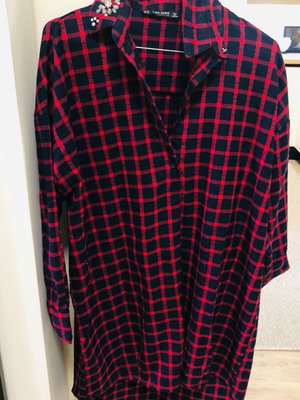 Zara checked shirt and dress like new, blue and red