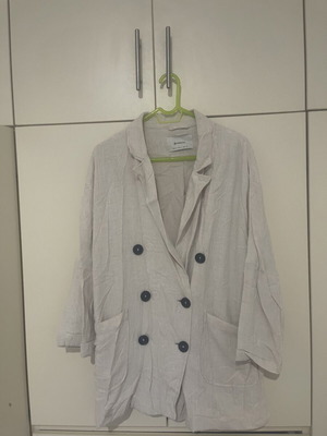Stradivarius linen jacket women's used, beige, size M