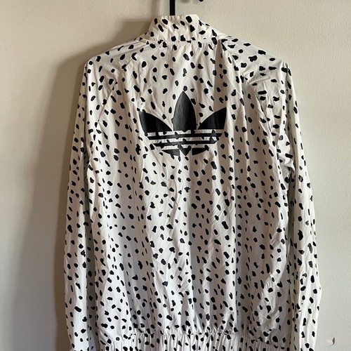 Adidas windbreaker jacket used, size S/M, white with pattern
