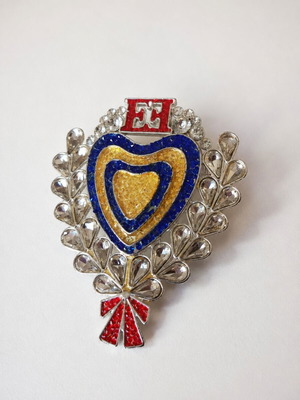 Escada Heart Brooch used with monogram and crystal wreath