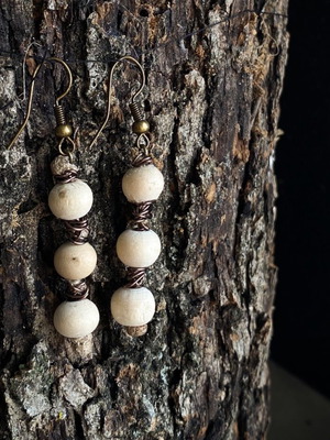 Handmade earrings with wooden beads and wire, new