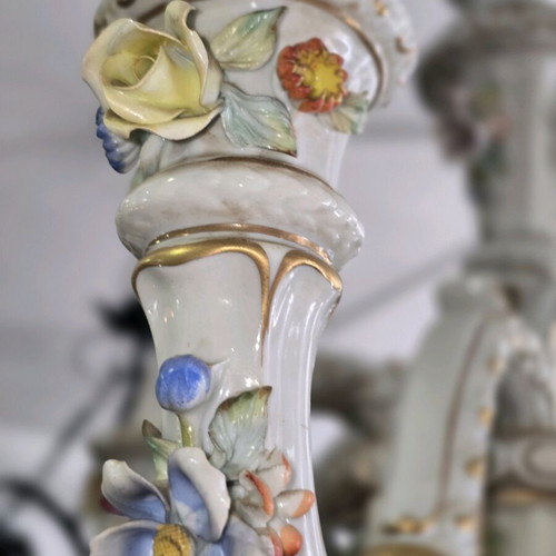 Capodimonte porcelain chandelier used, 80x55 cm