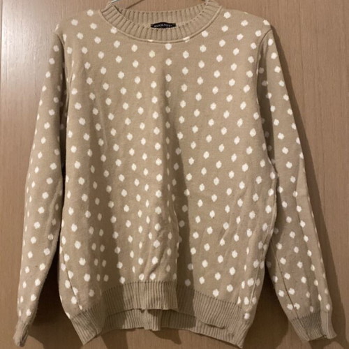 Woolnet polka dot warm sweater like new, beige, size S