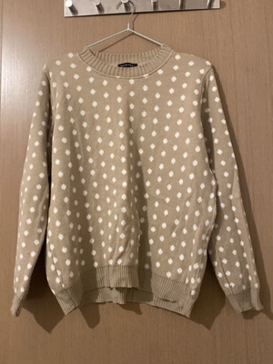 Woolnet polka dot warm sweater like new, beige, size S