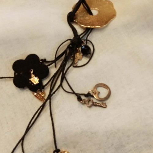 Long necklace with charms like new, 45cm
