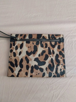 Zara leather pony skin leopard clutch bag like new