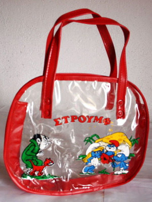 Vintage 80's Smurfs Plastic Handbag new red