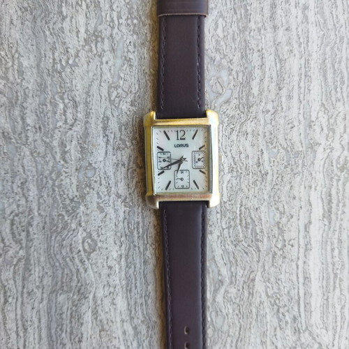 Lorus Tank women's watch like new, white and brown leather strap