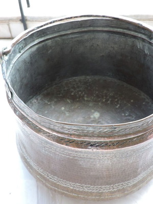 Copper cauldron vintage used with designs