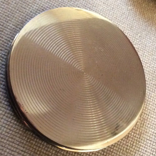 Art Deco style powder compact used without inner mirror