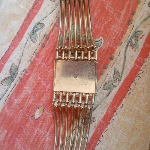 Vintage gold tone semi-cuff bracelet used, 1970s-1980s design