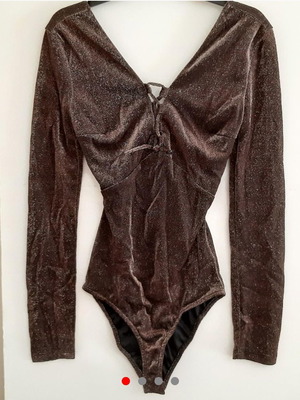 Lurex bodysuit new with open back, size XS