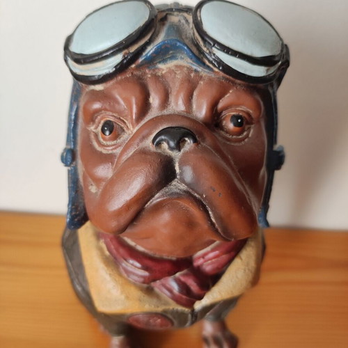 Bulldog Pilot Bust Decorative Figurine like new, retro style