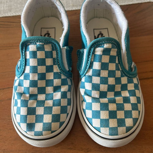 Vans kids' sneakers turquoise checkerboard size 26