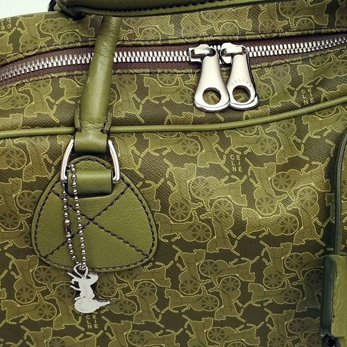 Celine Carriage Pattern handbag like new, green with case and lock