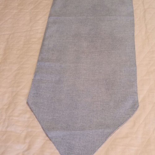 Table runner linen embossed fabric like new, sky blue with tassels