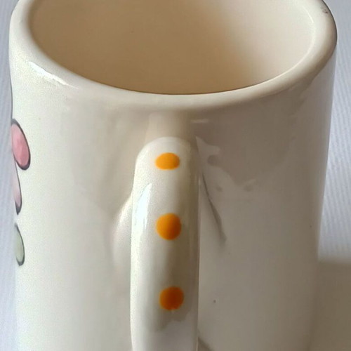 Toddlers Mug Flower new, white earthenware, hand painted