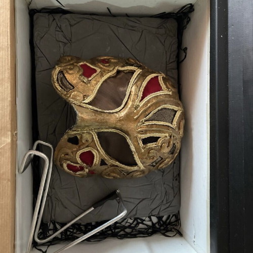 Venetian mask handmade new, artwork with stand and box