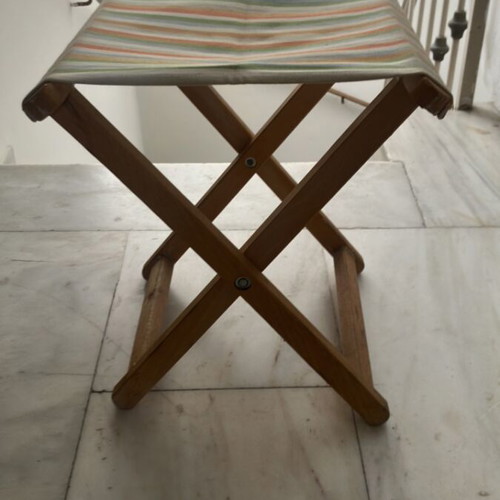Stools like new, fabric and wood, set of 2