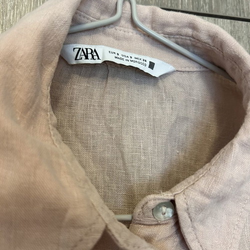 Linen short shirt women's soft pink like new Zara