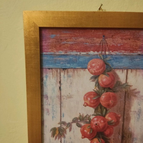 Pomegranate framed art used in handmade wooden frame