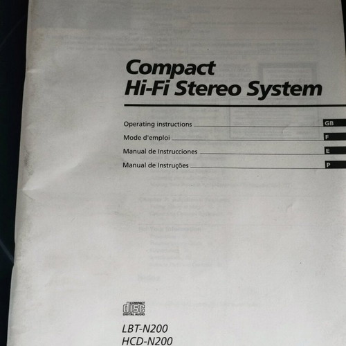 Sony LBT-N200 stereo system used with two speakers, needs maintenance