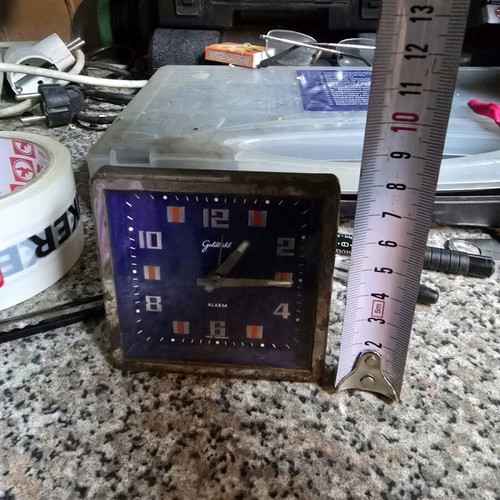 Vintage Goldstahl blue table clock used