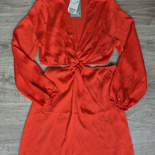 H&M Coral Cut-Out Dress M brand new, vibrant orange-red
