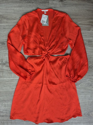 H&M Coral Cut-Out Dress M brand new, vibrant orange-red