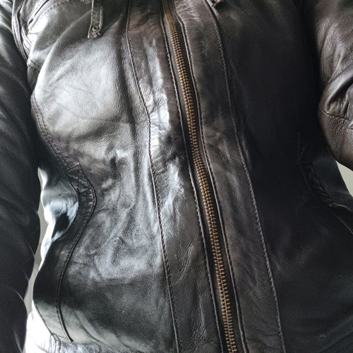 Pepe Jeans leather jacket used, brown, size M