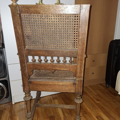 Vintage chair used with cane seat and carved details