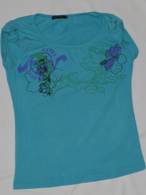 Extre Y2K Turquoise Floral Cap Sleeve Top like new
