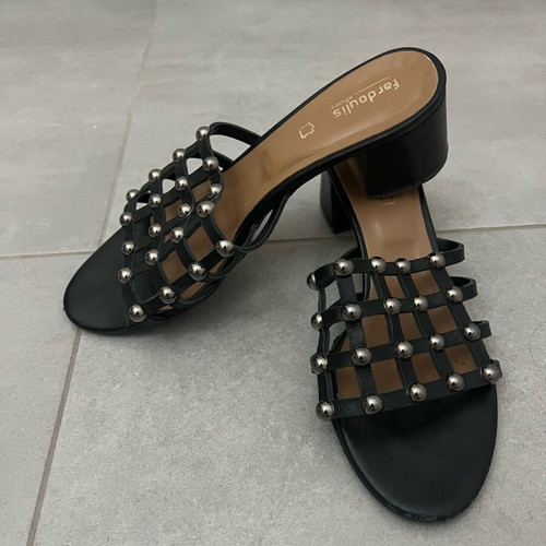 Mules Fardoulis leather like new, size 37, black