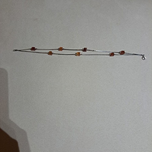 Silver 925 bracelet and earrings set with semi-precious honey stones like new