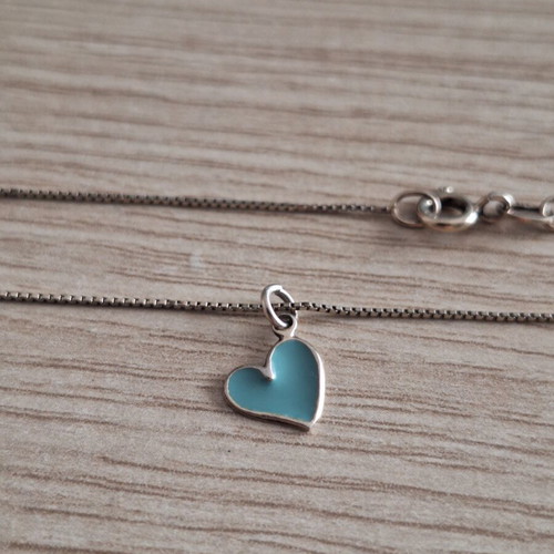 Silver 925 gold-plated heart necklace like new, turquoise