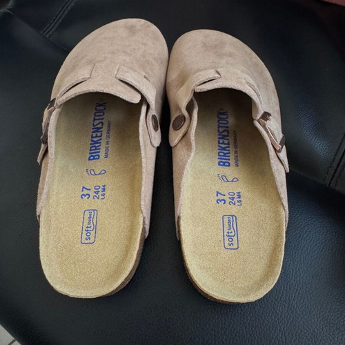 Birkenstock Boston Soft Footbed suede leather slippers size 37 EU like new beige