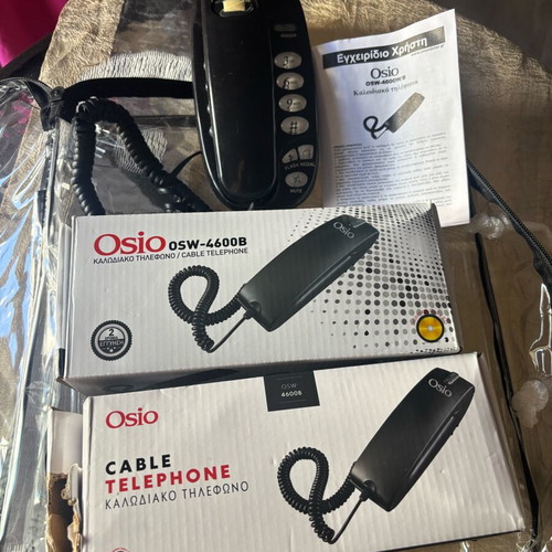 Osio cable telephones new, pack of 3, black wired