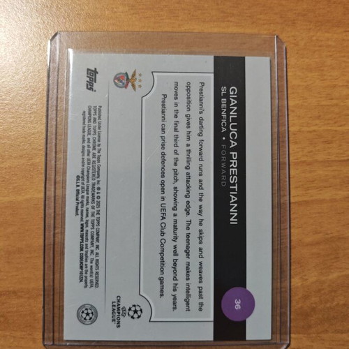 2024-25 Topps Chrome UEFA Gianluca Prestianni RC Aqua Prism Numbered 50/199